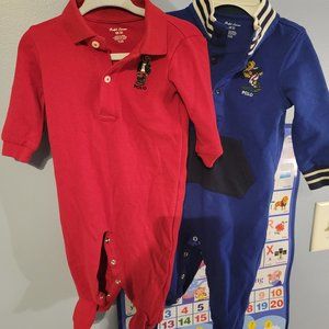 Baby Boy Ralph Lauren Footed Coveralls (2 Items)
